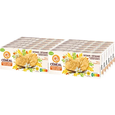 Afbeelding van 12x Céréal Sesamkoekjes met Vanillesmaak 132 gr