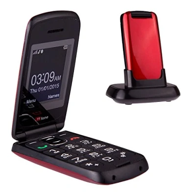 Afbeelding van TTfone Star Simple eenvoudig te gebruiken simvrije klaptelefoon met grote toetsen (rood)