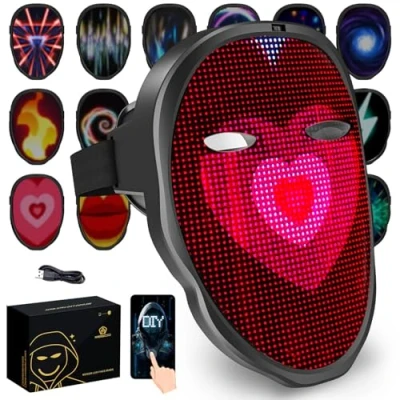 Afbeelding van Megoo led masker met bluetooth programmeerbaar,led voor kostuum cosplay party maskerade,Coolste light up