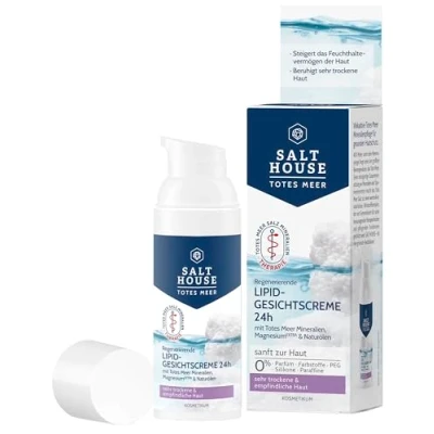 Afbeelding van Salthouse Dode Zee Therapie Lipide gezichtscrème 24 uur, met omega vetzuren voor zeer droge en gevoelige huid, ook als masker te gebruiken, 50 ml