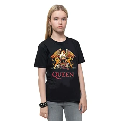 Afbeelding van Queen Kinder Tshirt Kids tm 10 jaar Classic Crest Zwart