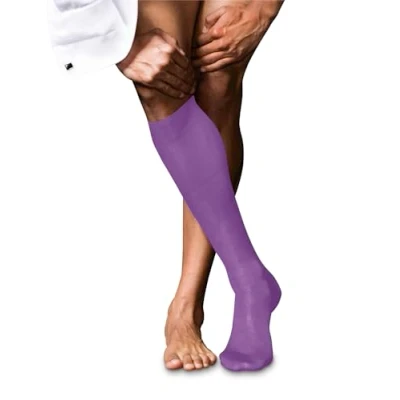 Afbeelding van FALKE Heren kniekousen No. 9 M KH Pure Fil d&#039;Écosse katoen lang effen 1 paar, lila (Pink Iris 8943), 43 44, Paars 43/44 EU