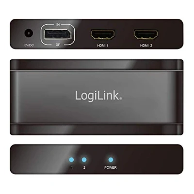 Afbeelding van LogiLink 2 poorten DisplayPort splitter 3840 x 2160 Pixel Zwart