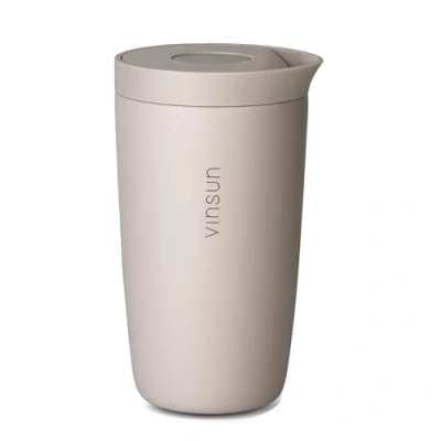 Afbeelding van Vinsun Thermosbeker Koffie to go 350ml Roestvrij Stal, Dubbelwandig geïsoleerd, Lekvrije Reisbeker voor Warme en Koude Dranken Koffiebeker met Quick Press sluiting