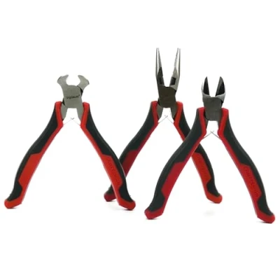 Afbeelding van INGDAUM® Mini tangen eindsnijder, knijptang, punttang, gebogen en recht, zijsnijder, lange platte ronde tang (3 gepolijste tangen: zijsnijder)