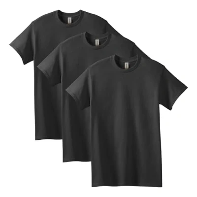 Afbeelding van Gildan heren T shirt van zwaar katoen, stijl G5000, (Pack 3), Zwart, L