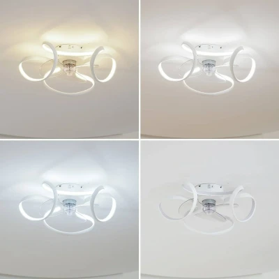 Afbeelding van Lindby Plafondventilatoren met verlichting dimmer Aluminium, PVC, AS, ijzer H: 23 cm wit, transparant