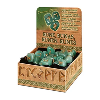 Afbeelding van Green Aventurine Runes Bookshelf Edition