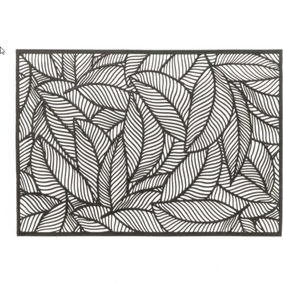 Afbeelding van Unique Living Placemat Nissa 1x zwart bladmotief 30 x 45 cm Placemats