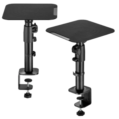 Afbeelding van Set van 2 universele luidspreker tafelhouders luidsprekerstandaard monitorhouder in hoogte verstelbaar luidsprekerhouder bureau zwart Model: BH7BA