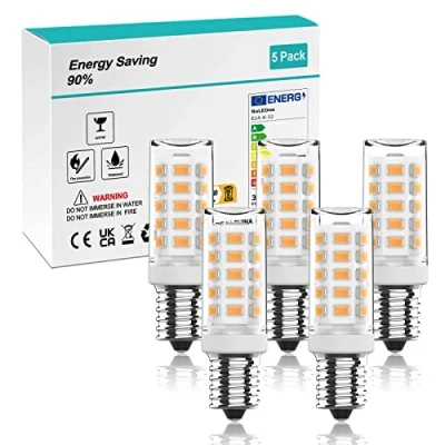 Afbeelding van RuLEDne E14 ledlamp, warm wit, 2700 K, 3 W/350 lm, vervanging 30 W halogeenlampen, 360 graden stralingshoek voor kroonluchters, niet dimbaar, wandlamp, bureaulamp, 5 stuks