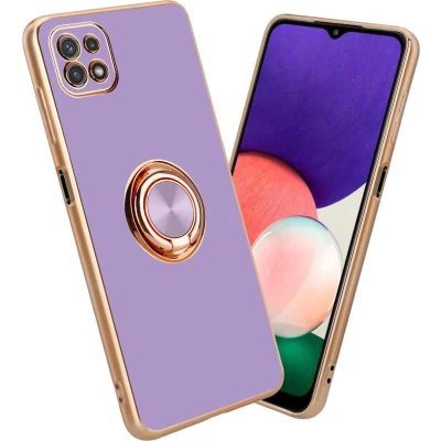 Afbeelding van Cadorabo Hoesje geschikt voor Samsung Galaxy A22 5G in Glossy Licht Paars Goud Beschermhoes Camerabescherming