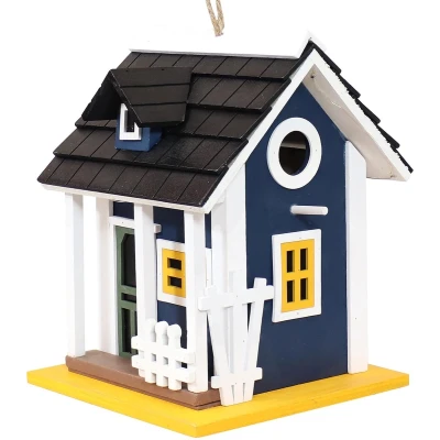 Afbeelding van Decoratief Houten Vogelhuisje 25 x 18,5 cm Hangend Blauw