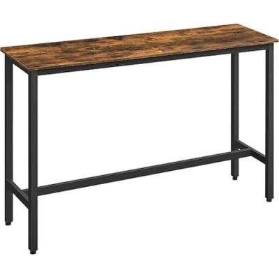 Afbeelding van VASAGLE Bar, keuken, pub eetkamertafel, stevig stalen frame, 40 x 140 90 cm, eenvoudige montage, industrieel ontwerp, rustiek bruin en inktzwart LBT140B01, 140L cm