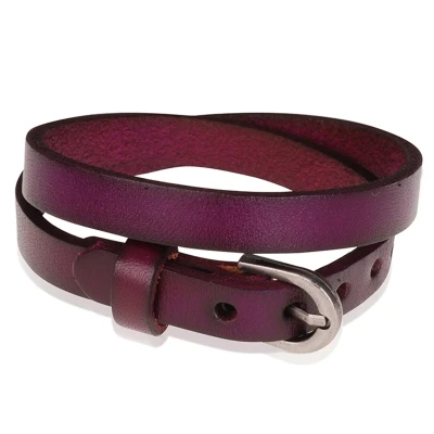 Afbeelding van Stone Valley wrap armband Leer Verstelbaar Gesp Aubergine