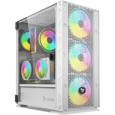 Afbeelding van Savio ATX Raptor White X1 Semitorre Box Zwart Multi kleuren