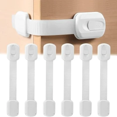 Afbeelding van Haloppe 6 stuks Baby Proofing Veiligheid Kast Sloten, Zelfklevende Kind Proof Sluitingen voor Dressoir Koelkast, Deurvergrendeling Kinderen Veiligheid, Geen Boren Wit