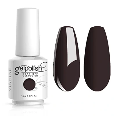 Afbeelding van Vishine Soak Off nagellak, semi permanent, UV, LED, Nail Art, manicure, donkerbruin (1580)