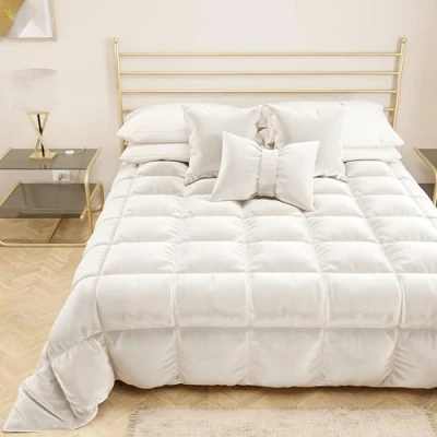 Afbeelding van PETTI Artigiani Italiani Quilt van zacht en warm fluweel 350 g/m², voor Frans bed, dubbelzijdig, dekbed bed: 220 x 260 cm, wit, 100% Made in Italy