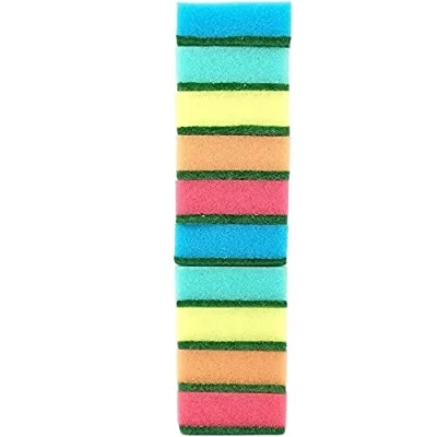 Afbeelding van D.RECT Set van 10 keukenspons, panspons, dubbelzijdige reinigingsspons, 75 x 50 28 mm, multifunctionele poetsspons, MIDI, meerkleurig