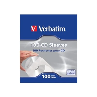 Afbeelding van Verbatim 49976 CD hoes 1 CD/DVD/Blu Ray Wit Papier 100 stuk(s)