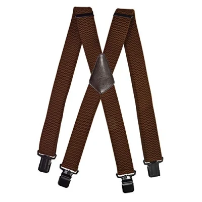 Afbeelding van Olata Heren Bretels met Extra Brede Banden, X vorm Ontwerp en Zwarte Clips 4 cm. Bruin