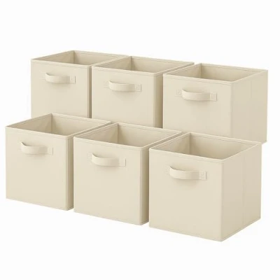 Afbeelding van PowerKing Stoffen Opbergdoos Organizer 6 Opvouwbare Opbergcontainer Opbergdoos, Kubus, Beige