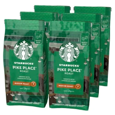Afbeelding van STARBUCKS Pike Place Roast, Medium Koffiebonen 200g (6 Zakken)
