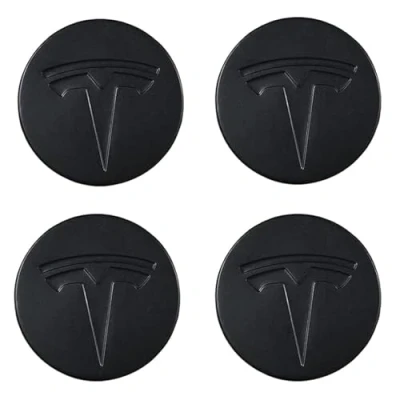 Afbeelding van SANSHAOS Auto Naafdoppen Stickers Voor Tesla Model 3 Y 56mm, Wielnaafdoppen Logo Waterdichte Stofdichte Wiel Decoratie Cover Center, 4 Stuks,Black
