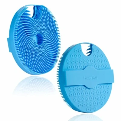Afbeelding van HIEERBUS Siliconen lichaamsscrubber, zachte exfoliërende lichaamsscrubber in de douche loofah met gemakkelijk schuimharen (Blue)