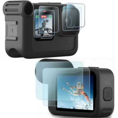 Afbeelding van [8 stuks] FitStill Screen Protector voor Go Pro Hero 12/Hero 11/Hero 10/Hero 9 Zwart Fit Media Mod Ultra Gehard Glas Beschermende Folies met Lens Cover Accessoires Kit