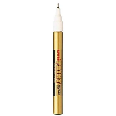 Afbeelding van Uni Gekleurde Extra Fijn (0.8mm) PX 203 Gouden Olieverf Marker Pen Metalen Glas Hout Plastic Steen Outdoor Penpunt (Pakket van 1)
