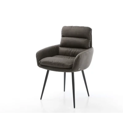 Afbeelding van Armleunstoel Abelia Flex met armleuning 4 poot conisch zwart antraciet vintage