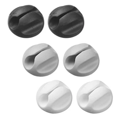 Afbeelding van D line Bases Kabel Clips Zelfklevende Kabelhouder 6st: 2x Zwart Grijs Wit