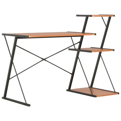 Afbeelding van Bureau met schap 116x50x93 cm zwart en bruin