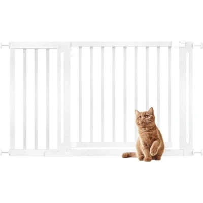 Afbeelding van Bettacare Houten Elegance Hondenhek, Wit, 125cm 133cm, Drukplaats Beveiligingshek, 73cm Extra Brede Deuropening, Hondenhek voor Puppy, Hond en Huisdier