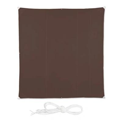 Afbeelding van Relaxdays schaduwdoek vierkant bruin balkon weerbestendig uv bescherming zonwering 5 x m
