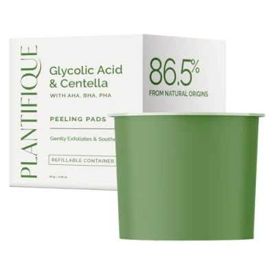 Afbeelding van PLANTIFIQUE Navulling Koreaanse Glycolic Acid Pads met CICA, 60 Stuks AHA, BHA, PHA Gezichtsexfoliërende voor Zachte Huidvernieuwing Toner Alle Huidtypes Vegan Formule