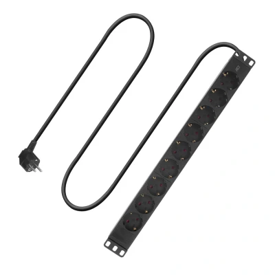 Afbeelding van ACT Stekkerdoos PDU 19&quot; CEE7/7 9 voudig type F, 3m H05VV F 3G1.5 PD3002