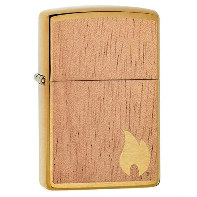 Afbeelding van Zippo 29901 Aansteker, houten voering, vlam van mahonieieembleem, winddicht, messing, normale grootte