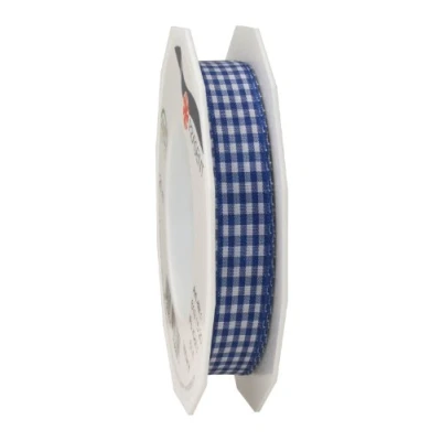 Afbeelding van Präsent 1 Delig 15 mm 20 m Vichy Geruite Taffeta, Blauw/Wit