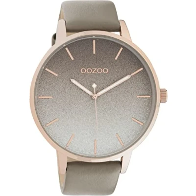 Afbeelding van OOZOO Timepieces dameshorloge polshorloge dames met 20 mm lederen band analoog in rond C10832