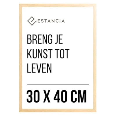 Afbeelding van EikenHouten Houten Lijst 30x40 cm met Onbreekbaar Plexiglas Moderne Eiken Structuur Fotolijst 30 x 40 40x30