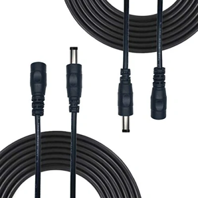 Afbeelding van Liwinting 2 stuks 10 m DC voeding verlengkabel 5,5 x 2,1 mm 12 V aansluitkabel gelijkstroom 5 connectorkabel mannelijk naar vrouwelijke connector voor CCTV bewakingscamera, IP camera, zwart
