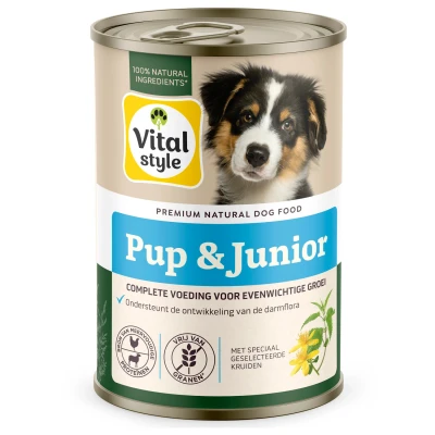 Afbeelding van Vitalstyle Blik Vitaal Vlees Junior Hondenvoer 400 g