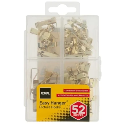 Afbeelding van Coral 81400 Easy Hanger Diverse Picture Hook Kit voor Wall Art en Spiegels met 4 Haakmaten 52 Stuk Pack Set