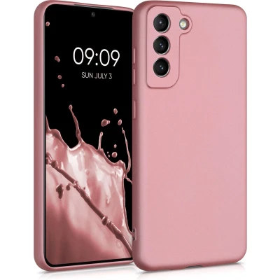 Afbeelding van kwmobile telefoonhoesje geschikt voor Samsung Galaxy S21 FE Hoesje smartphone Back cover in metallic roségoud
