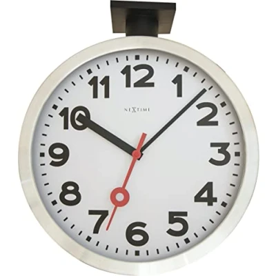 Afbeelding van Wandklok NeXtime dia. 38 cm, aluminium/glas, wit