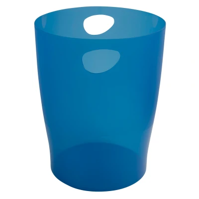 Afbeelding van Exacompta Ref 45360D Ecobin Afvalpapierbak 263 x 335 mm groot, grote afvalcapaciteit van 15 liter, gemakkelijk schoon interieur Doorschijnend koningsblauw