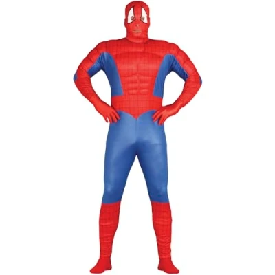 Afbeelding van Guirca Spiderman Kostuum Gespierde Spinnenheld Man Blauw, Rood Maat 54 56 Carnavalskleding Verkleedkleding